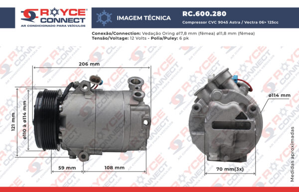 Compressor CVC Chevrolet Corsa Classic/ Celta 2002 Até 2008 - Image 9